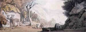 Pohled shora na Cliffs, the Mumbles, South Wales (pero, akvarel a tužka na papíře) od Thomas Rowlandson