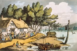 Pohled poblíž Newport, Isle of Wight, hospoda. 1822. od Thomas Rowlandson