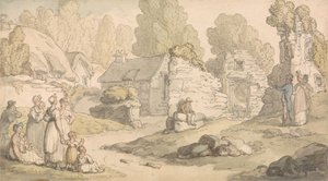 Návštěvníci si prohlížejí zříceninu opatství od Thomas Rowlandson