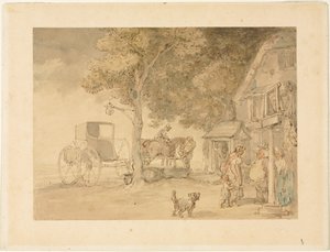 Napájení koní od Thomas Rowlandson