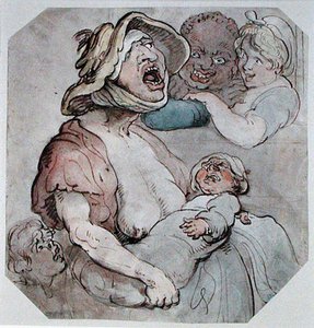 Wet Nurse Interrupted (akvarel na papíře) od Thomas Rowlandson