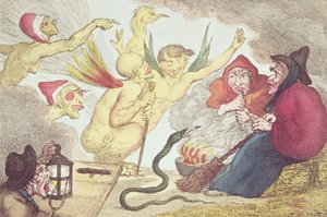 Čarodějnice v seníku od Thomas Rowlandson