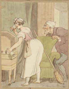Žena přistižena při krádeži nápoje od Thomas Rowlandson