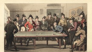 Mladí angličtí gentlemani hrají kulečník od Thomas Rowlandson