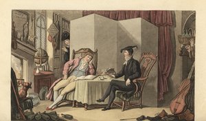 Mladý pán ve svých pokojích na univerzitě od Thomas Rowlandson