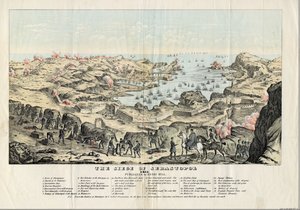 Le siege de Sebastopol (1854-1855) - Obležení Sevastopolu - Sinclair, Thomas S. (asi 1805-1881) - 1855 - Litografie, akvarel - 30,5x43,6 - Soukromá sbírka