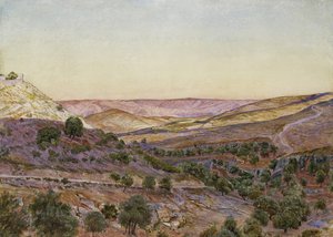 The Hills of Moab and the Valley of Hinnom, 1854 (akvarel a tělová barva)