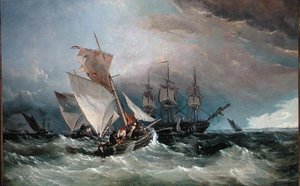 Kráječe krevet off the Nore, Sheerness in the Distance, kolem roku 1854 (olej na plátně)