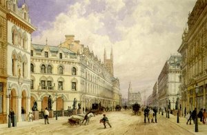 Holborn viadukt při pohledu na východ, City of London od Thomas Shotter Boys