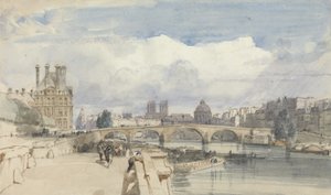 Le Pont Royal, Paříž, cca 1828 (bez papíru) od Thomas Shotter Boys
