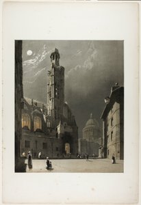 St Etienne du Mont a Pantheon, Paříž, deska 20 z knihy Malebná architektura v Paříži, Gentu, Antverpách, Rouenu atd. od Thomas Shotter Boys