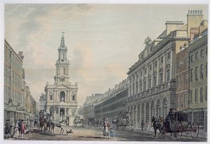 Strand s Somerset House a St. Mary le Strand, 1781 (akvatinta)