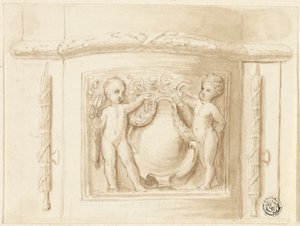 Základna pilastru s reliéfem, se 2 putti, štít od Thomas Stothard