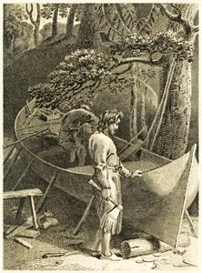 ?Robinson Crusoe a Friday dělají loď? z ?Život a podivná překvapivá dobrodružství Robinsona Crusoe nebo York, Mariner? od Daniela Defoe