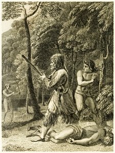 ?Robinson Crusoe poprvé vidí a zachrání svého muže v pátek? z ?Život a podivná překvapivá dobrodružství Robinsona Crusoe nebo York, Mariner? od Daniela Defoe