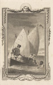 Robinson Crusoe, z Novelists Magazine, hospoda. 1781 od Thomas Stothard