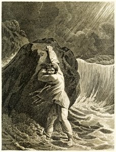 ?Robinson Crusoe ztroskotal a držel se skály? z ?Život a podivná překvapivá dobrodružství Robinsona Crusoe nebo York, Mariner? od Daniela Defoe