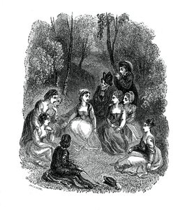 Scéna z úvodu k Dekameronu od Giovanniho Boccaccia, 1833. od Thomas Stothard