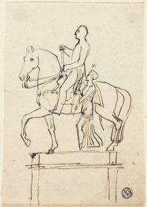 Socha jezdce v doprovodu stojící ženy od Thomas Stothard