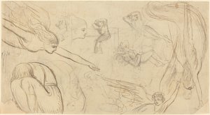 List studií s anděly a krčícími se postavami (ilustrace pro Macklinovu bibli?) od Thomas Stothard