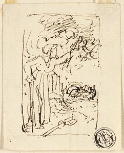 Náčrt postavy opírající se o hůl od Thomas Stothard
