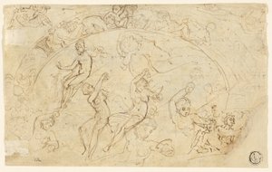 Náčrtky pro stříbrný podnos (recto); Náčrtky vlysů, skupiny žen (verze) od Thomas Stothard