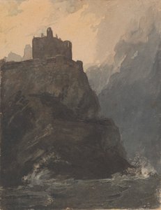 Hrad na útesu s Bouřlivým mořem a vrakem na základně Cliff od Thomas Sully