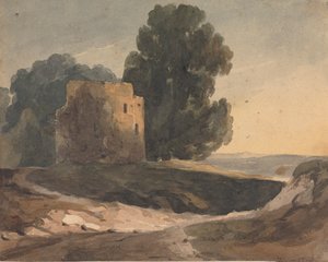 Krajina se zříceninou hradu, stromy od Thomas Sully