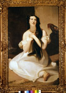 Portrét Mary Ann Paton (paní Woodová) (1802-1864) anglická zpěvačka. Malba Thomase Sullyho.
