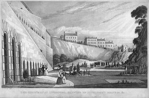 Hřbitov v Liverpoolu, zobrazující hrob pana Huskissona atd., 1831.