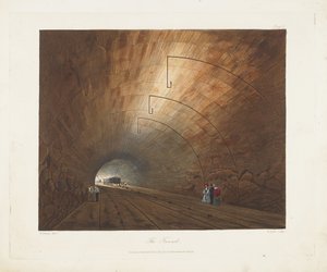 Tunel. Z barevných pohledů na Liverpool a Manchester Railway, 1831 od Thomas Talbot Bury