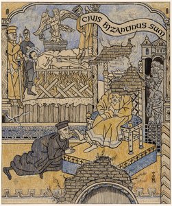 Znovuobjevená nástěnná malba v Justičním paláci v Byzanci; Simplicissimus V/34 od Thomas Theodor Heine