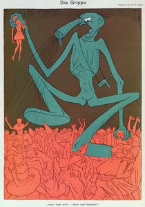 Chřipka, z ‚Simplicissimus‘, únor 1929 (barevné lito) od Thomas Theodor Heine