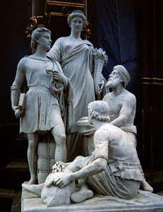 Commerce, sochařská skupina z Albertova památníku, dokončena v roce 1876 (žula) od Thomas Thornycroft