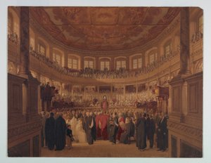 Kresba, Encaenia v Sheldonii, 1814 od Thomas Unwins