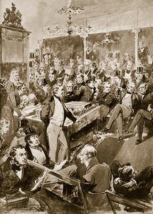 Sir Robert Peel v domě, 1846, ilustrace z knihy "Hutchinson