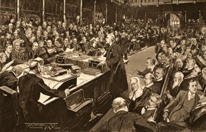 Lords and Commons, kteří obdrželi předběžné prohlášení Jeho Veličenstva, z „The Illustrated London News“, 1902