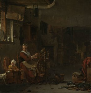 Rolnická žena Předení od Thomas Wijck