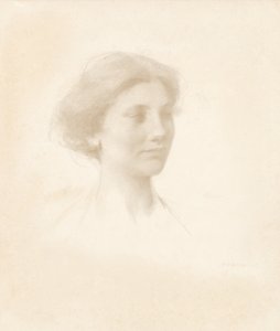 Hlava dívky od Thomas Wilmer Dewing