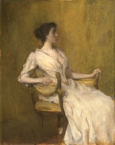 Dáma v bílém, asi 1901 (olej na desce) od Thomas Wilmer Dewing