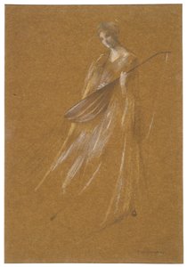 Dame mit Laute od Thomas Wilmer Dewing
