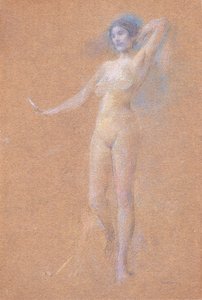 Stojící postava nahé dívky od Thomas Wilmer Dewing