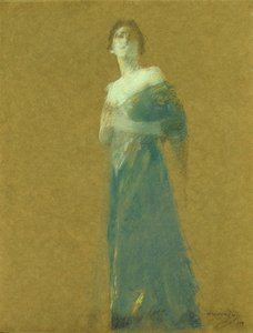 Žena v modrém od Thomas Wilmer Dewing