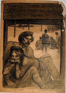 NEPŘÁTELSKÁ PŮDA - RUŠTÍ ZAJATCI - UMÍRAJÍ HLADY od Théophile Alexandre Pierre Steinlen