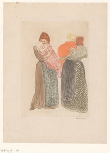 Dvě matky s dětmi Les deux meres od Théophile Alexandre Steinlen (signed by artist)