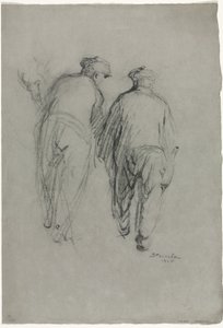 Dva pracující muži, pohled zezadu od Théophile Alexandre Steinlen