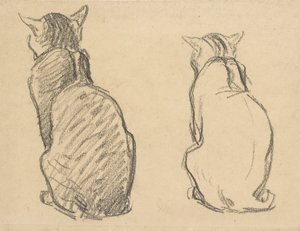 Dvě studie kočky, počátek 20. století od Théophile Alexandre Steinlen