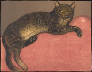 Zima: Kočka na polštáři od Théophile Alexandre Steinlen