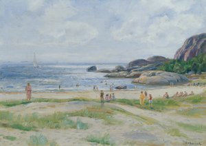 Koupání lidí (olej na plátně) od Thorolf Holmboe
