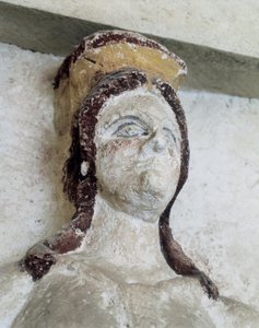 Thrácká hrobka Sveshtari, detail sochy ženy v Atlasu, 3. století před naším letopočtem (kamenná socha)